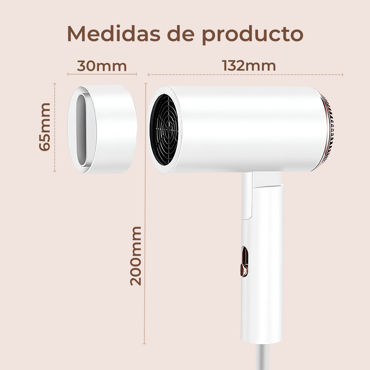 Secador de pelo iónico plegable de 1500 W para viaje